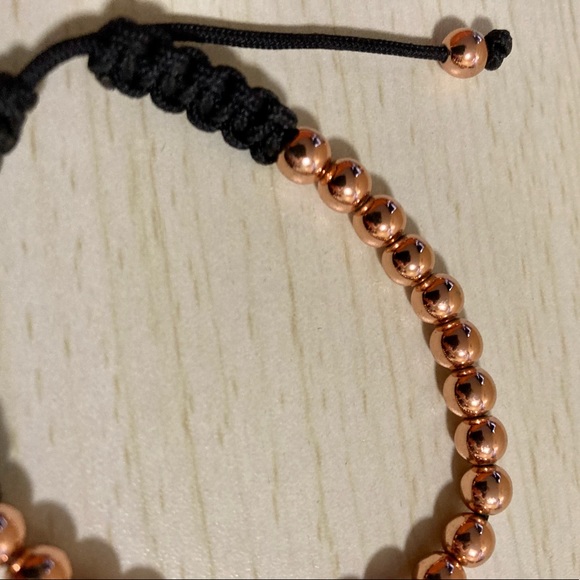 NWOT Rose gold tone bead and black silk rope bracelet- adjustable! - Picture 2 of 3